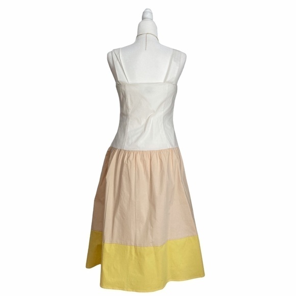 Cremieux Anna Tiered Color Block Drop Waist Sundress Yellow White NWOT - Picture 2 of 11